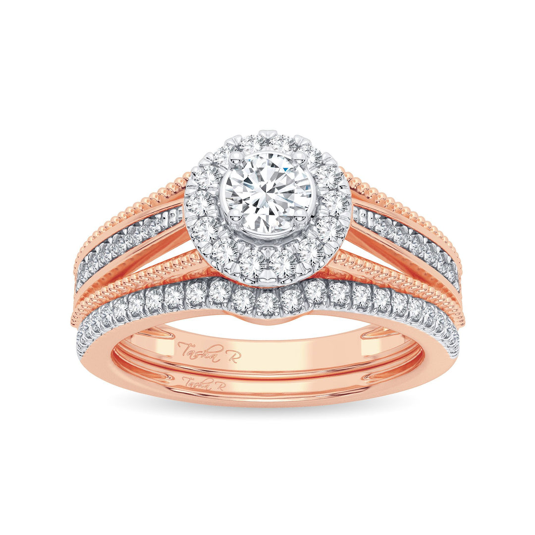 Romantic 14k Rose Gold Lab Diamond Bridal Ring (0.50CT)