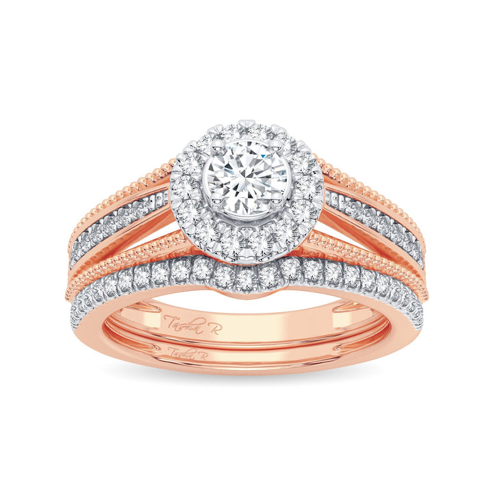 Romantic 14k Rose Gold Lab Diamond Bridal Ring (0.50CT)