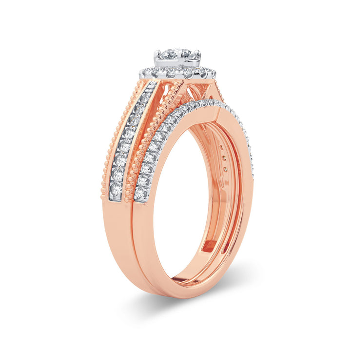 Romantic 14k Rose Gold Lab Diamond Bridal Ring (0.50CT)