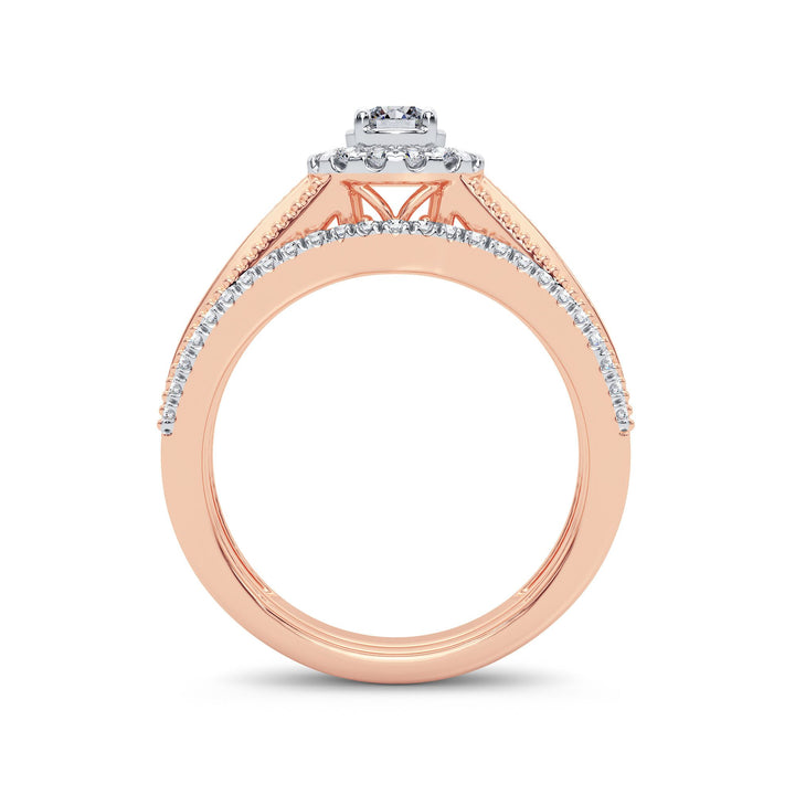 Romantic 14k Rose Gold Lab Diamond Bridal Ring (0.50CT)