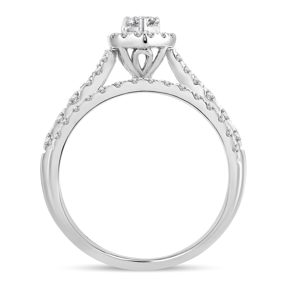 Brilliant 14k White Gold 1CT Lab Diamond Engagement Ring