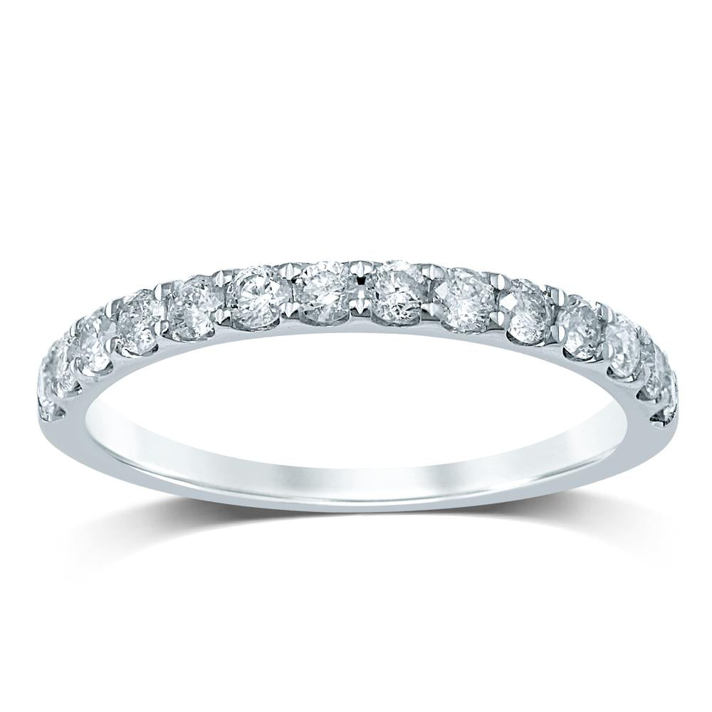 Sparkling 14K White Gold 0.50CT Diamond Womens Band