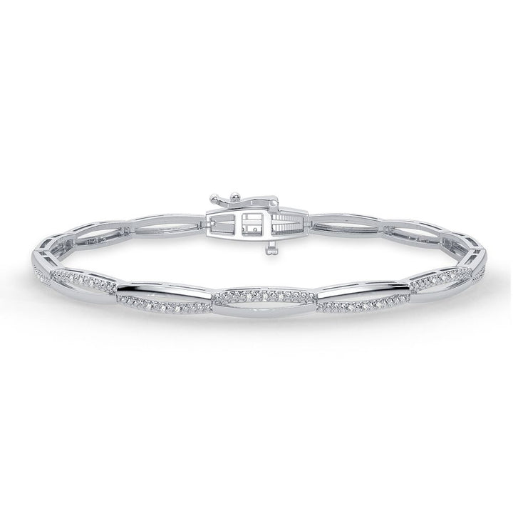 10k White Gold Lab Diamond Womens Delicate Tennis Bracelet