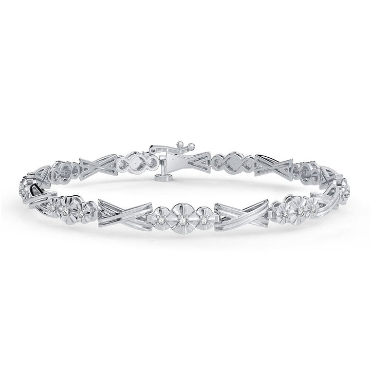 10k White Gold Lab Diamond Womens Tennis Bracelet Sparkle