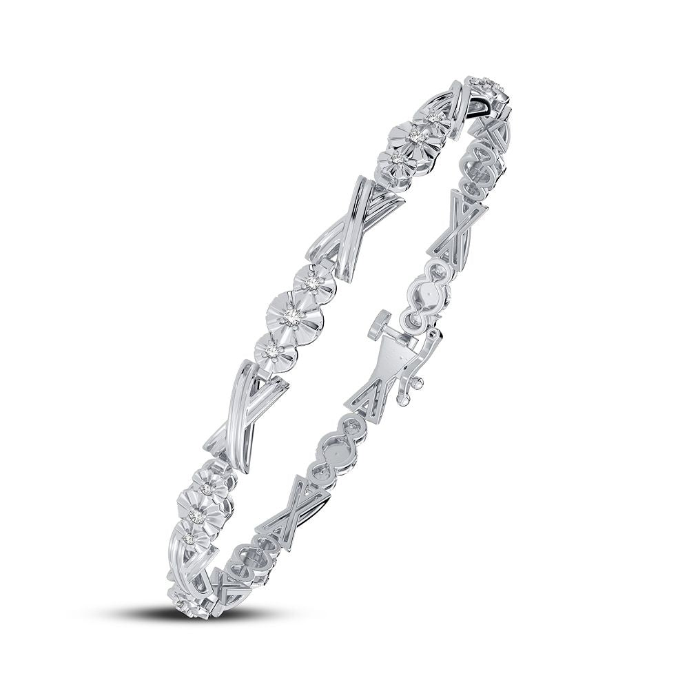 10k White Gold Lab Diamond Womens Tennis Bracelet Sparkle