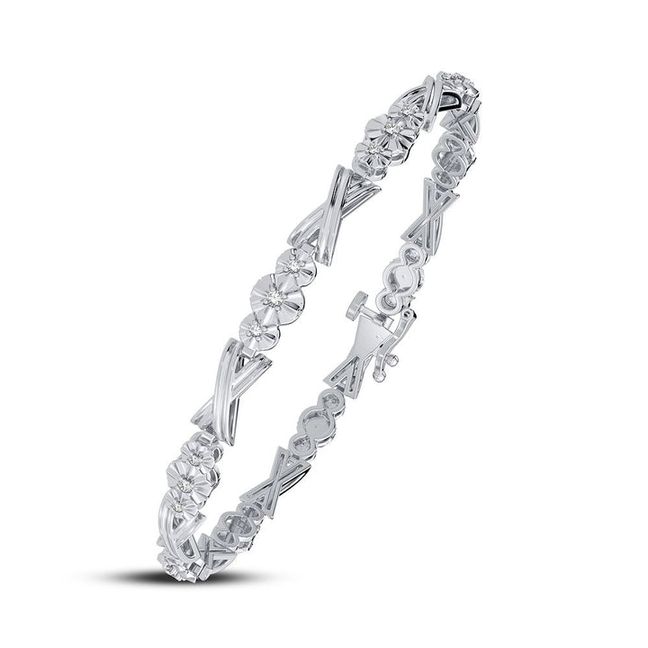 10k White Gold Lab Diamond Womens Tennis Bracelet Sparkle