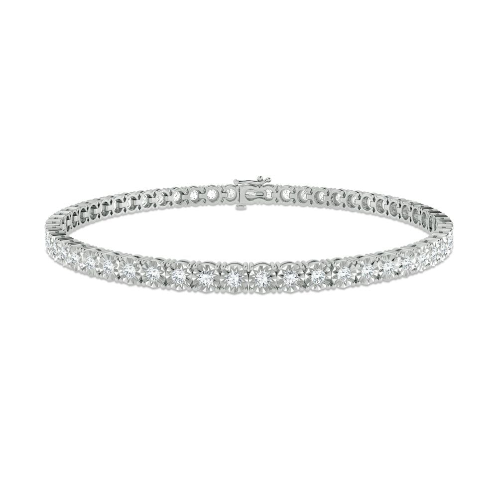 Sparkling 10k White Gold 1ct Diamond Tennis Bracelet for Her