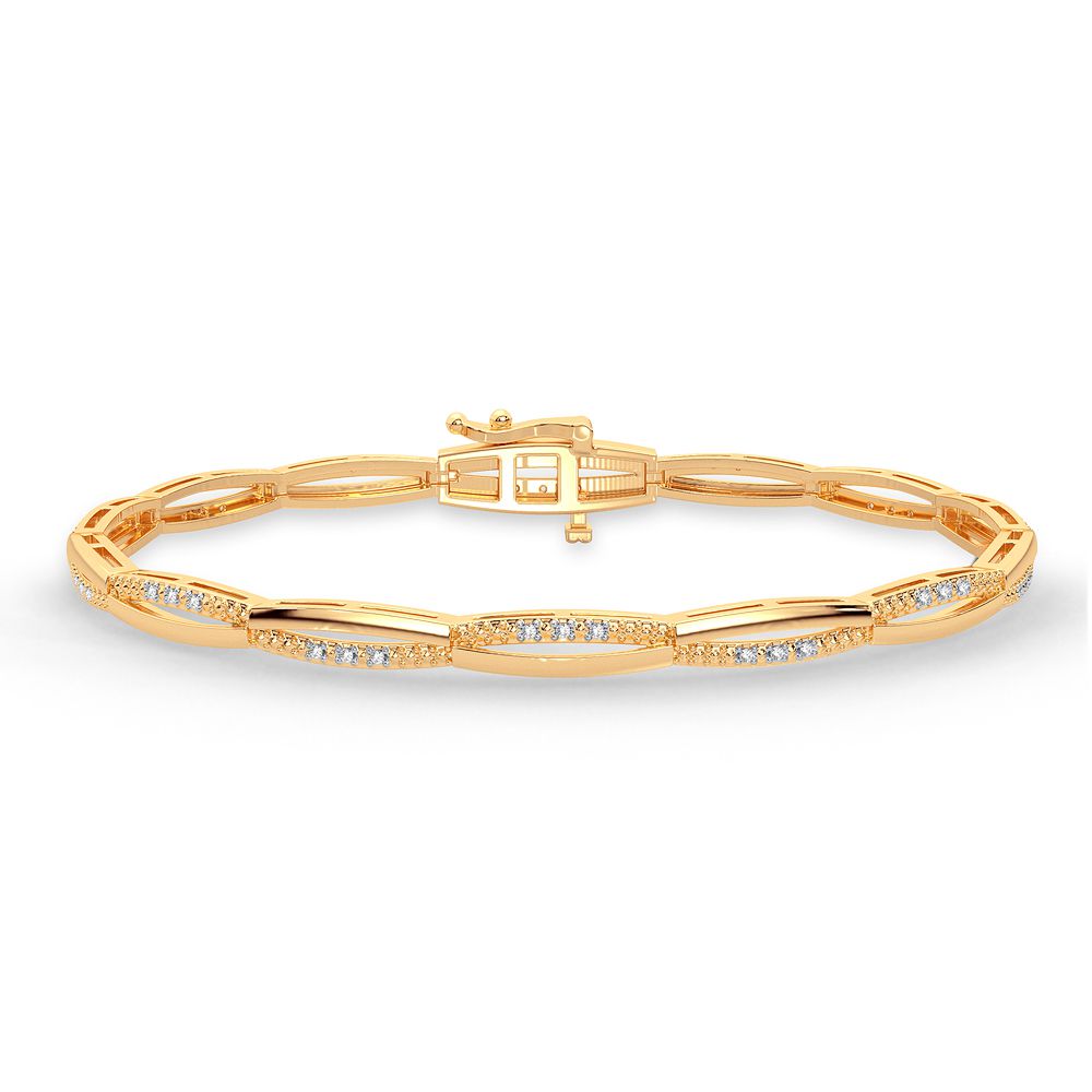 10k Yellow Gold Lab Diamond Womens Delicate Tennis Bracelet