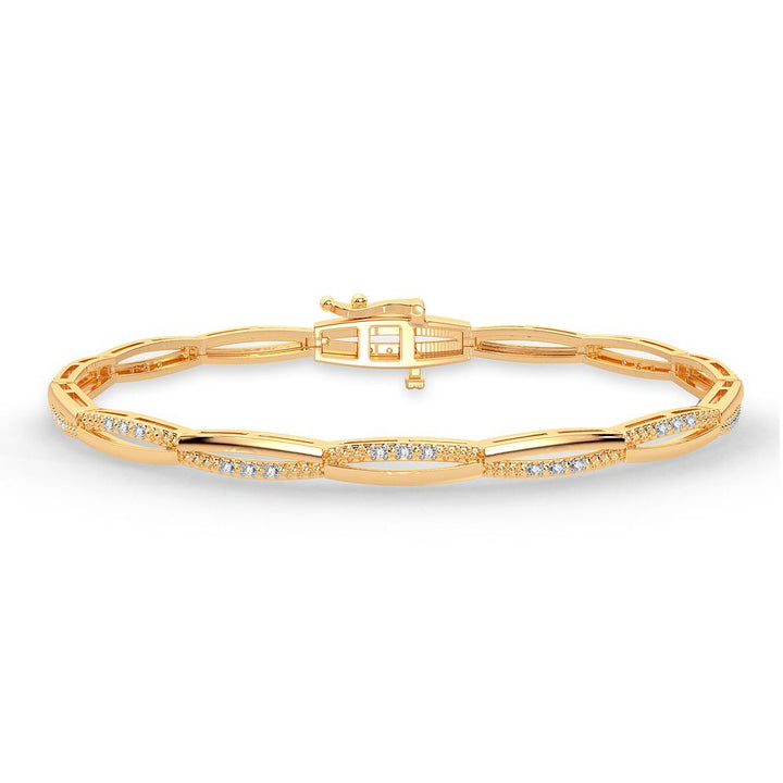 10k Yellow Gold Lab Diamond Womens Delicate Tennis Bracelet