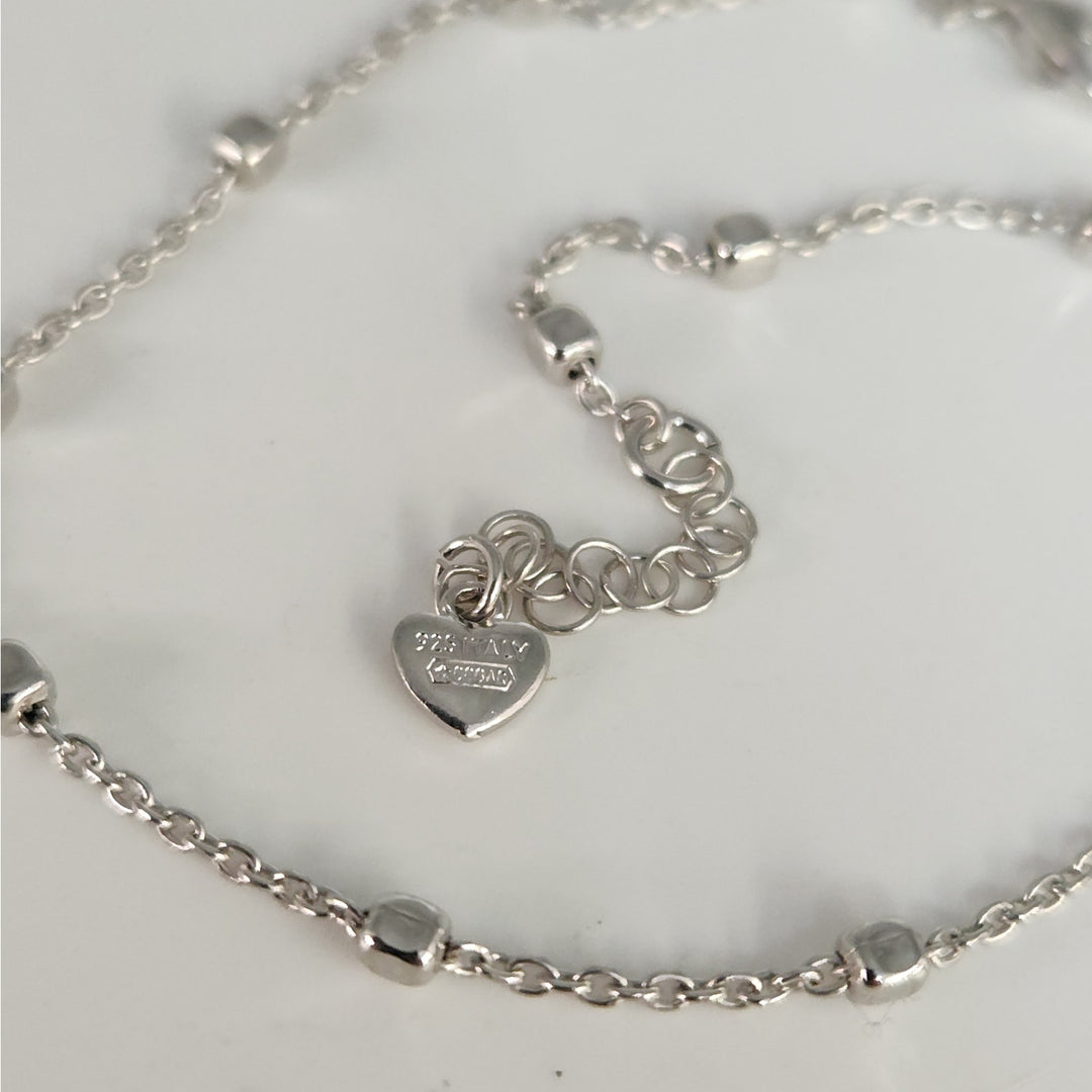 925 Sterling Silver Beaded Adjustable Anklet 10"