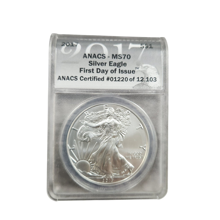 2017 American Silver Eagle $1 ANACS MS70 First Day Of Issue, FREE Shipping!