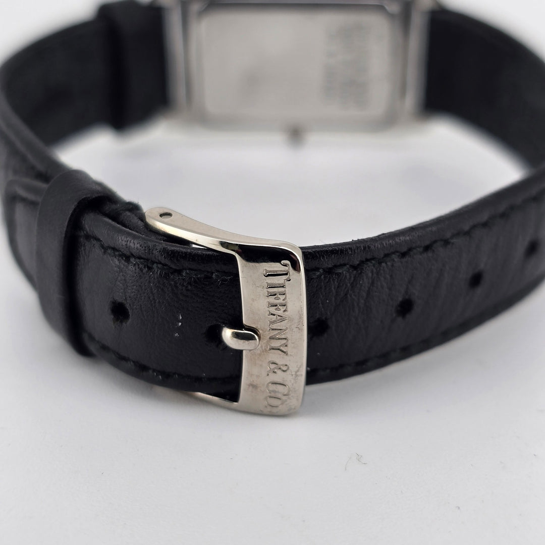 Tiffany & Co Classic Quartz Roman Tank Swiss Made 20mm Ladies Watch Leather Band