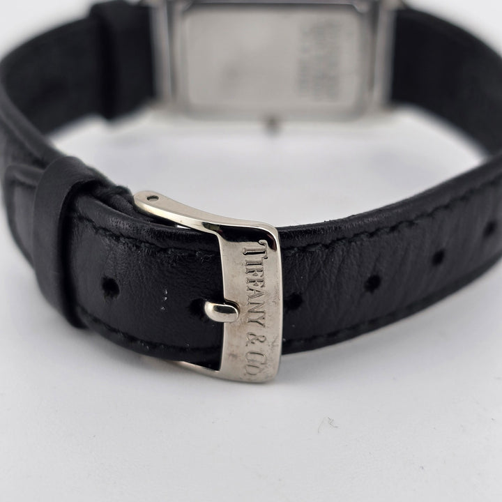 Tiffany & Co Classic Quartz Roman Tank Swiss Made 20mm Ladies Watch Leather Band