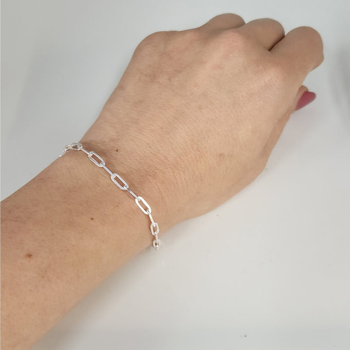 925 sterling silver Paperclip link bracelet 8"