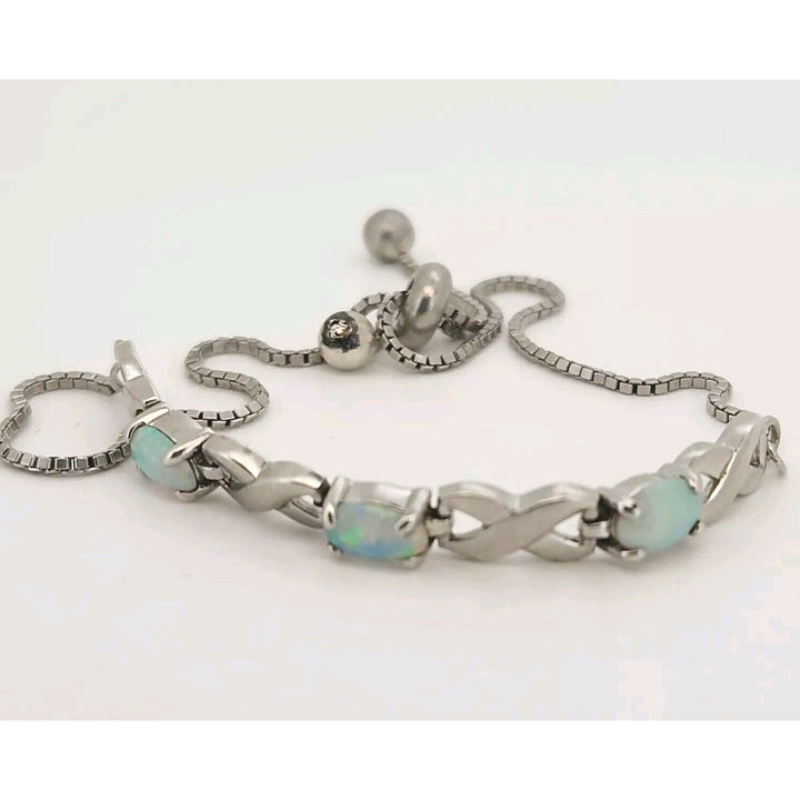 925 sterling silver Opal Slider bracelet