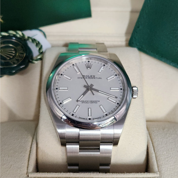 Rolex Oyster Perpetual 39 MM White Dial Ref. 114300 Stainless, Box & Papers 2020