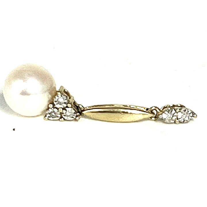 10k Yellow Gold Pendant Pearl Diamonds Stone