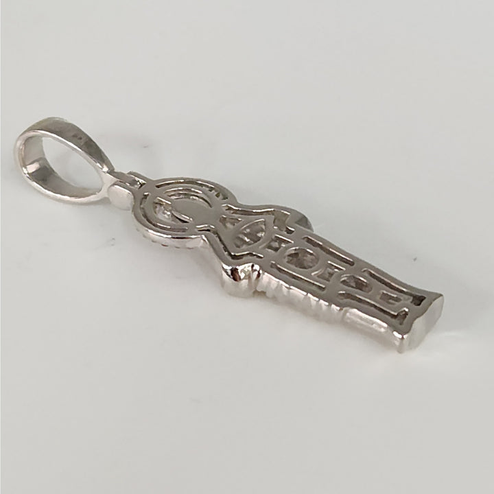 925 Sterling Silver Saint Pendant with Multicolor stones