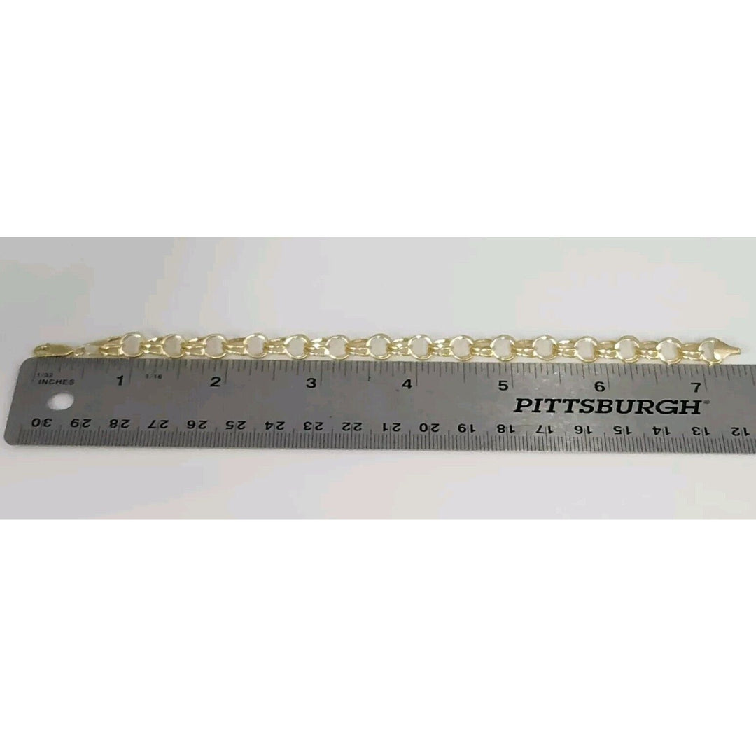 14k Yellow Gold Double Row Chain Link Bracelet 7.2"