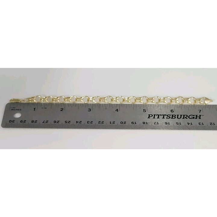14k Yellow Gold Double Row Chain Link Bracelet 7.2"