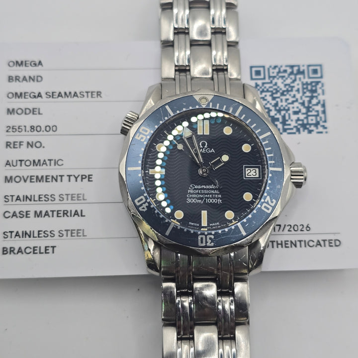 Omega Seamaster Professional 300M 2551.80 Automatic Blue Dial 36mm Box