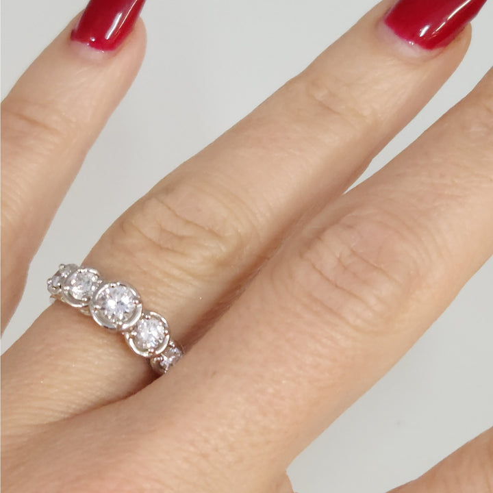 14k White Gold Diamond Five Stone Ring Size 6