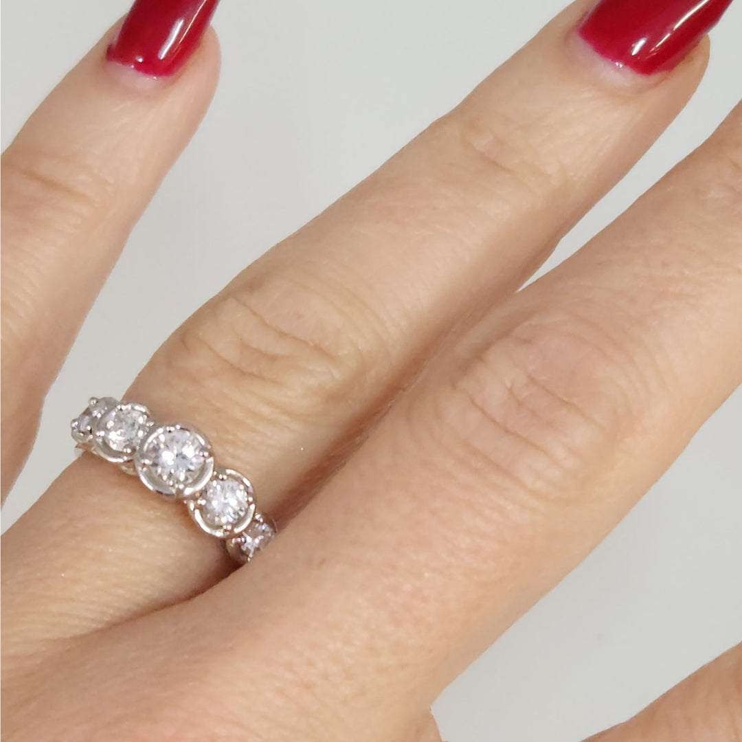 14k White Gold Diamond Five Stone Ring Size 6