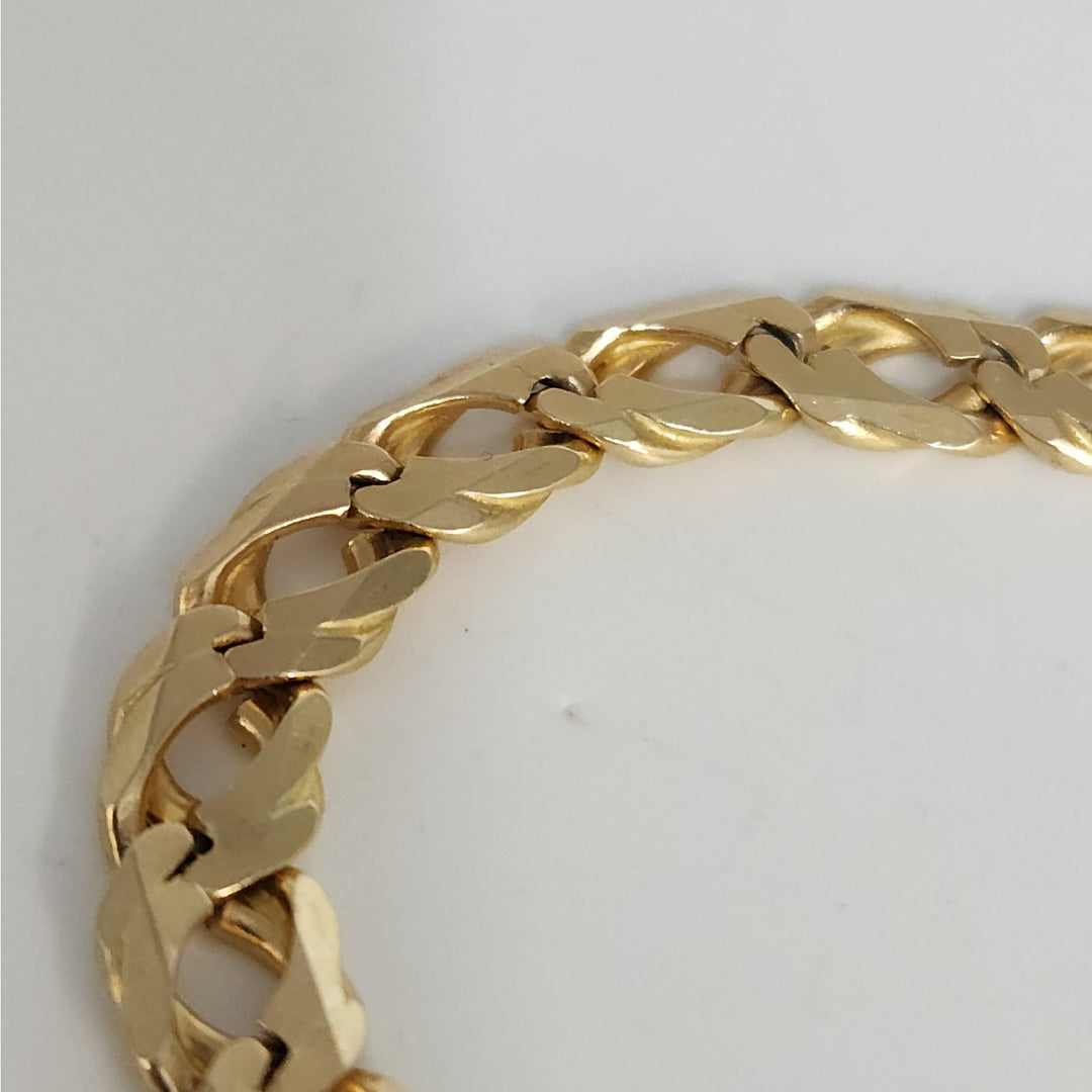 14k Yellow Gold Diamond Cut Cuban Link Bracelet 8"