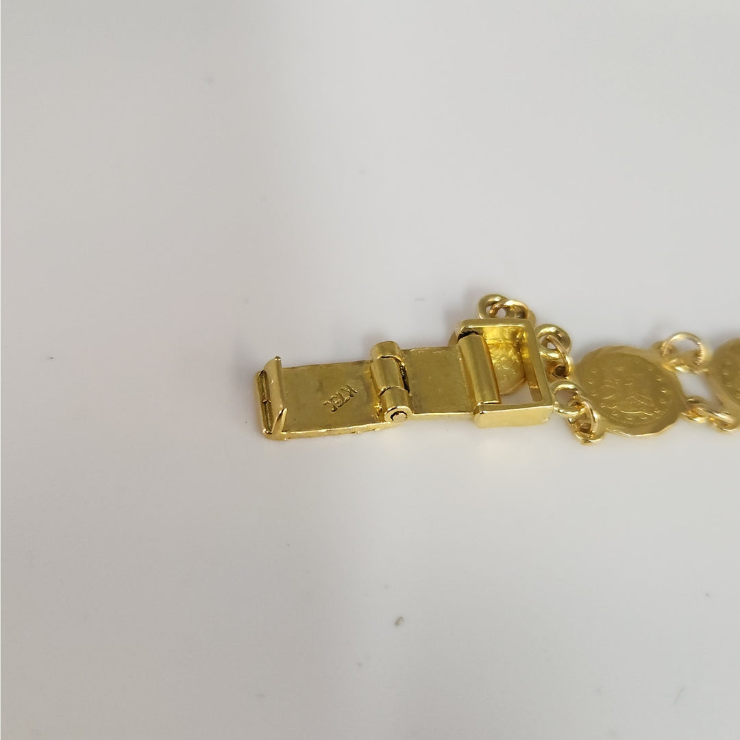 18k Yellow Gold Vintage Coin link Bracelet 7"