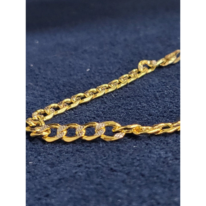 14k Yellow-White Gold Pave Miami Curb Link Bracelet 8in With 7.5g Of Gold