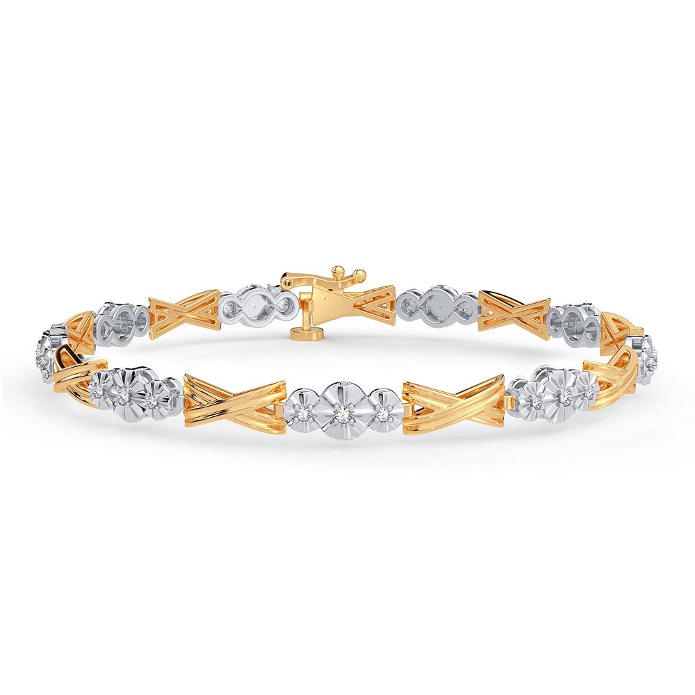 Chic 10k Yellow Gold Lab Diamond Womens Tennis Bracelet