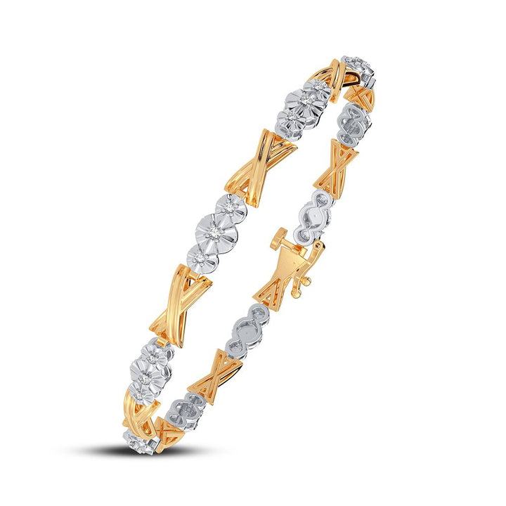 Chic 10k Yellow Gold Lab Diamond Womens Tennis Bracelet