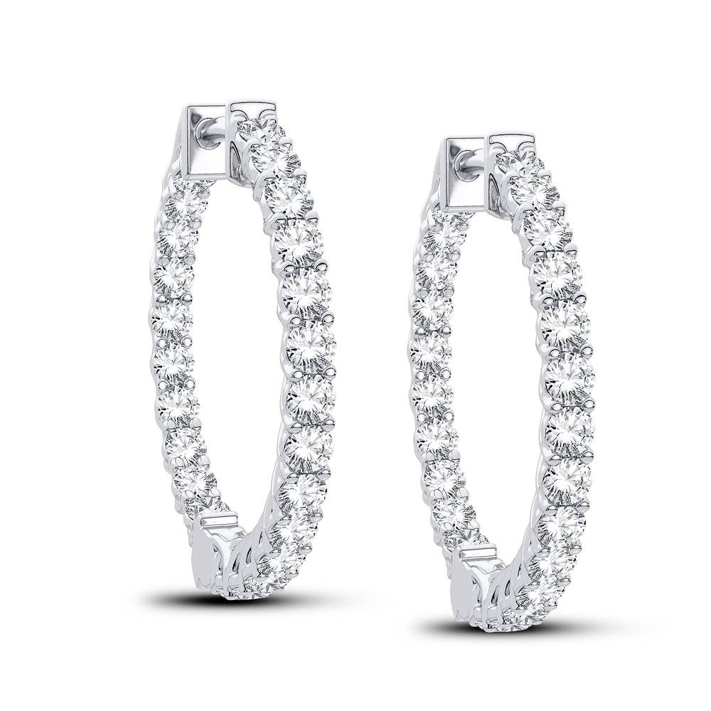 14k White Gold Lab Diamond Hoop Earrings - Chic Sparkle