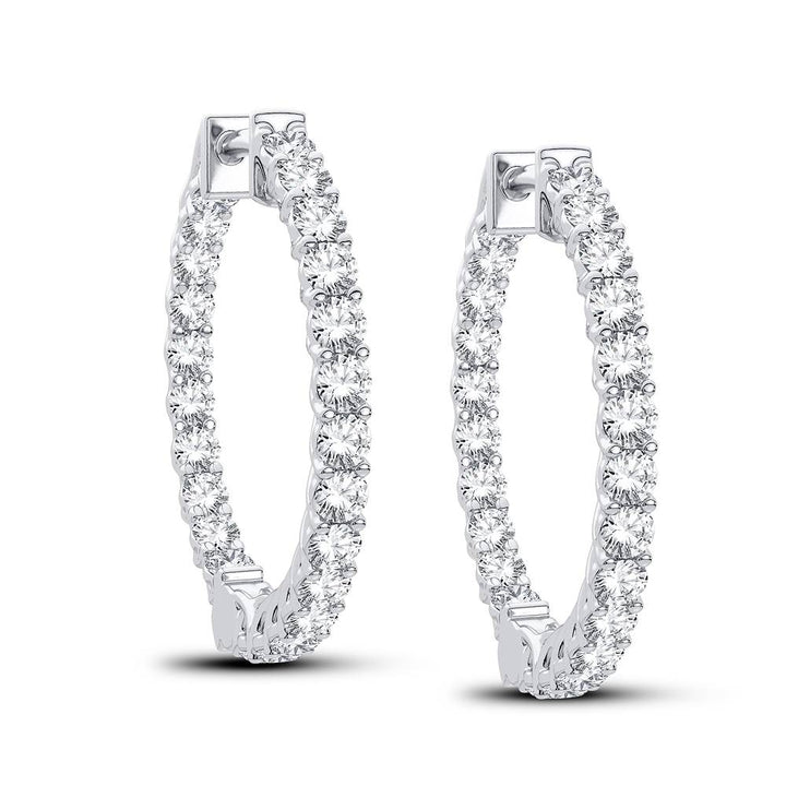 14k White Gold Lab Diamond Hoop Earrings - Chic Sparkle