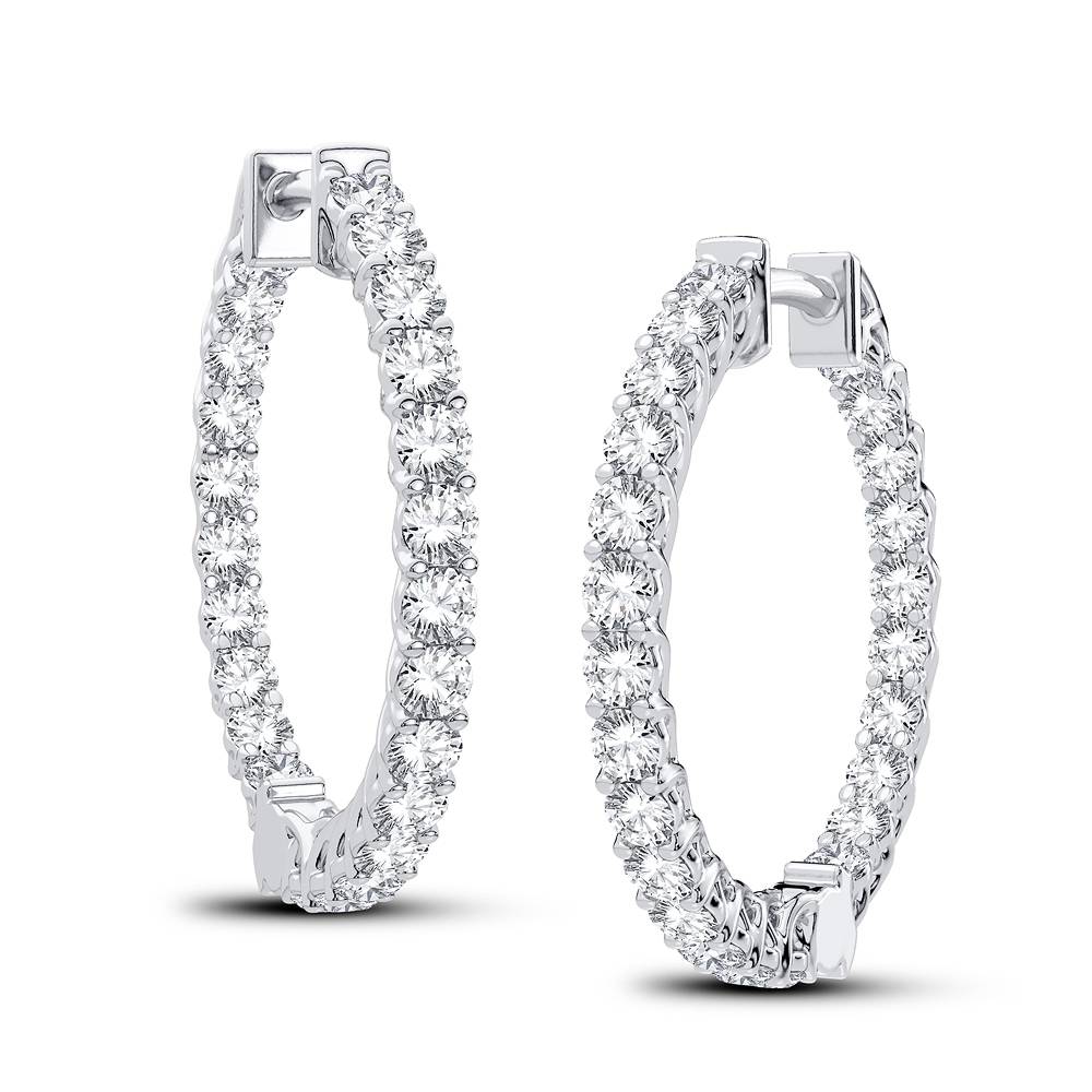 14k White Gold Lab Diamond Hoop Earrings - Chic Sparkle