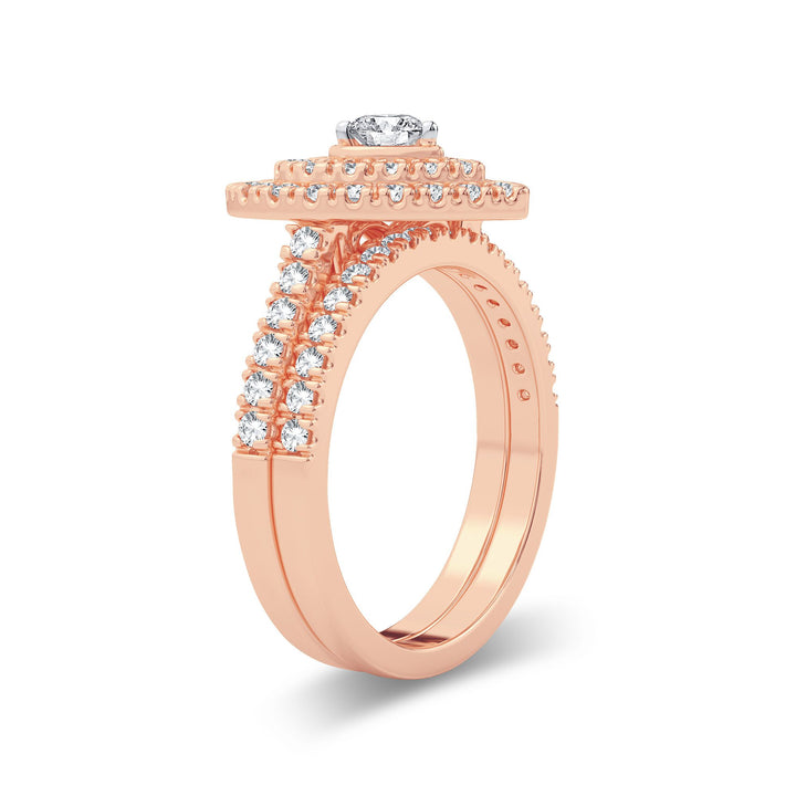 Romantic 14k Rose Gold Lab Diamond Bridal Ring (1CT)
