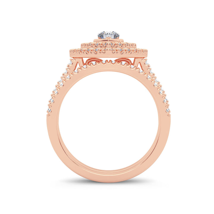 Romantic 14k Rose Gold Lab Diamond Bridal Ring (1CT)