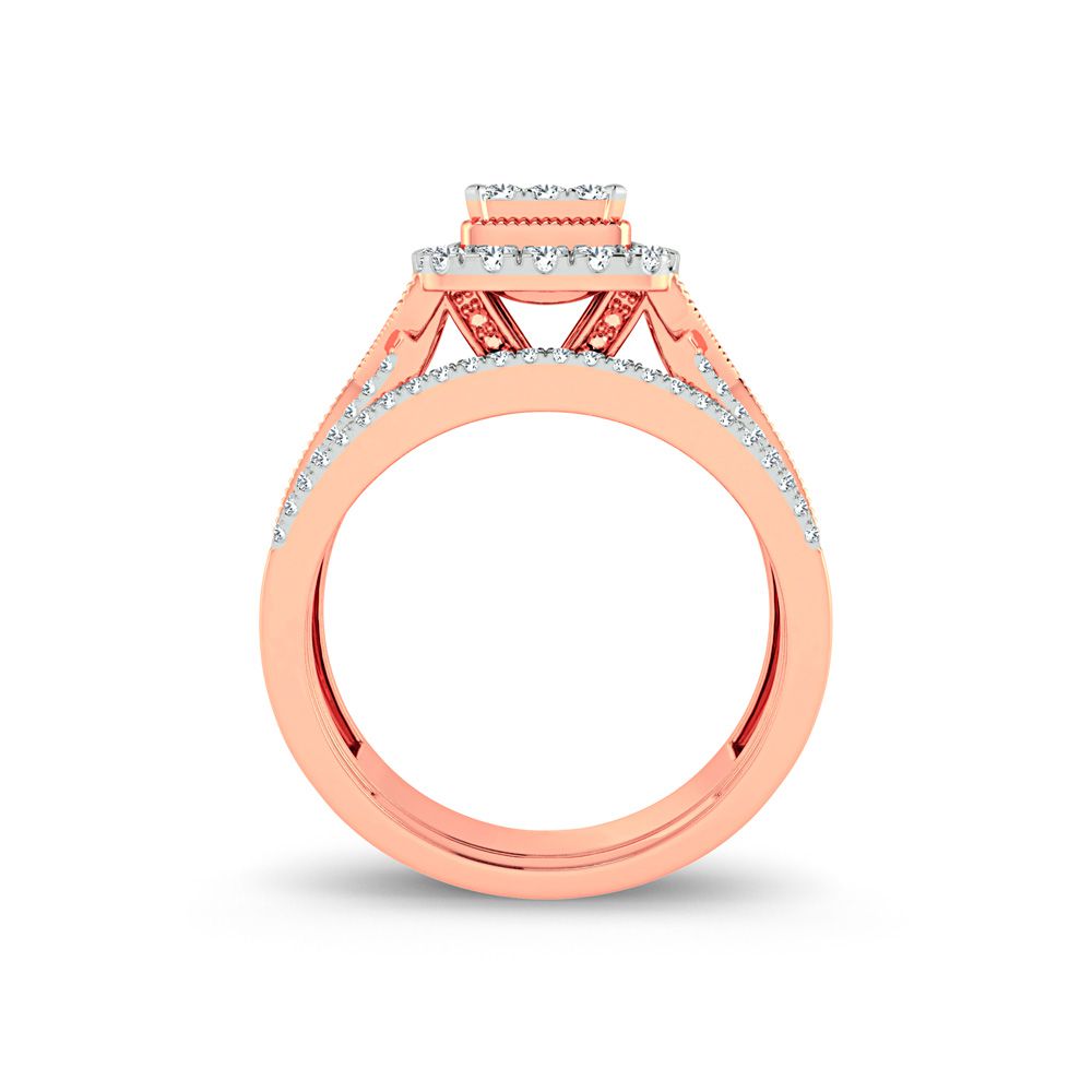 Romantic Rose Gold Lab Diamond Bridal Ring