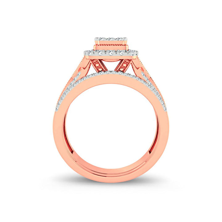 Romantic Rose Gold Lab Diamond Bridal Ring