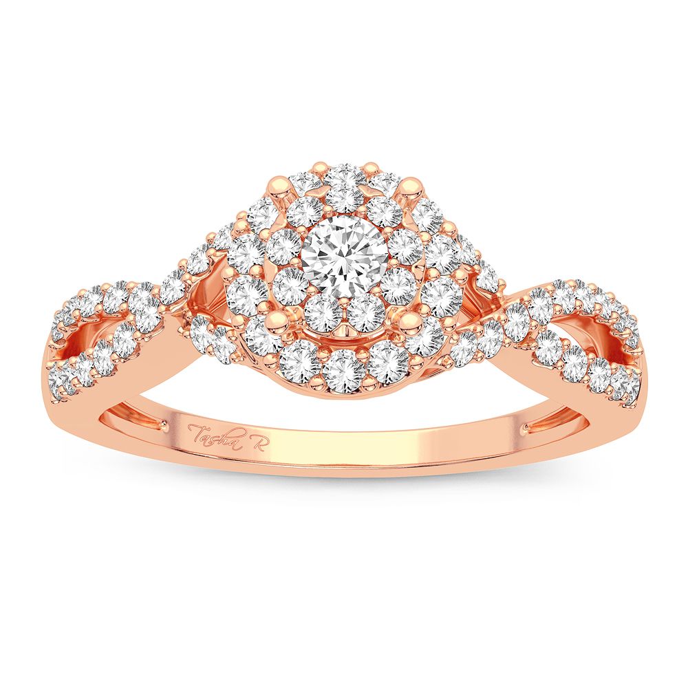 Romantic 14k Rose Gold Lab Diamond Engagement Ring