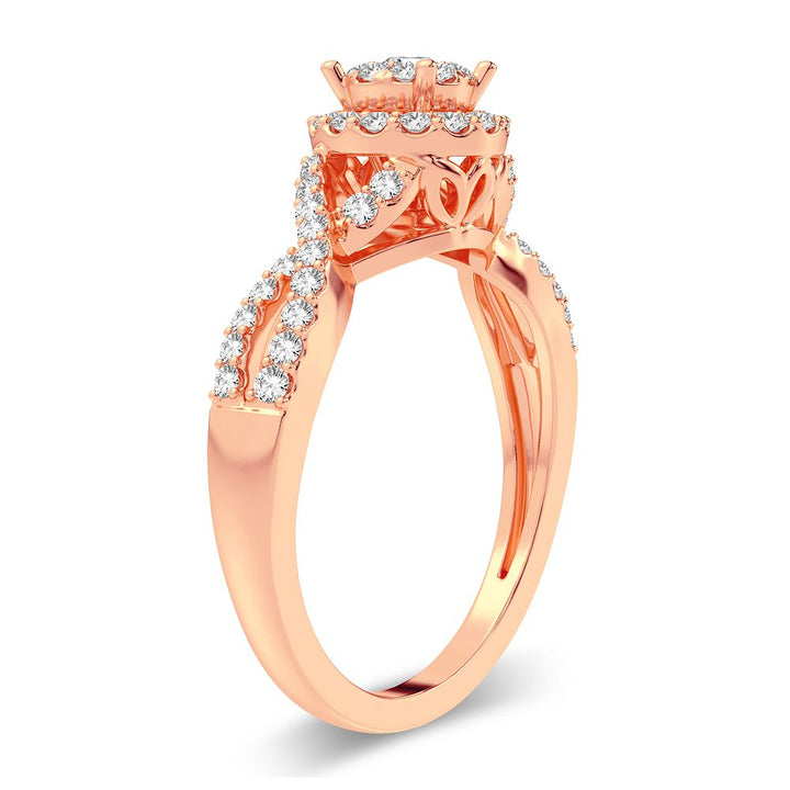 Romantic 14k Rose Gold Lab Diamond Engagement Ring