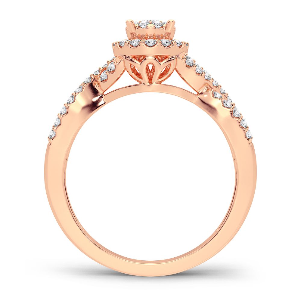 Romantic 14k Rose Gold Lab Diamond Engagement Ring