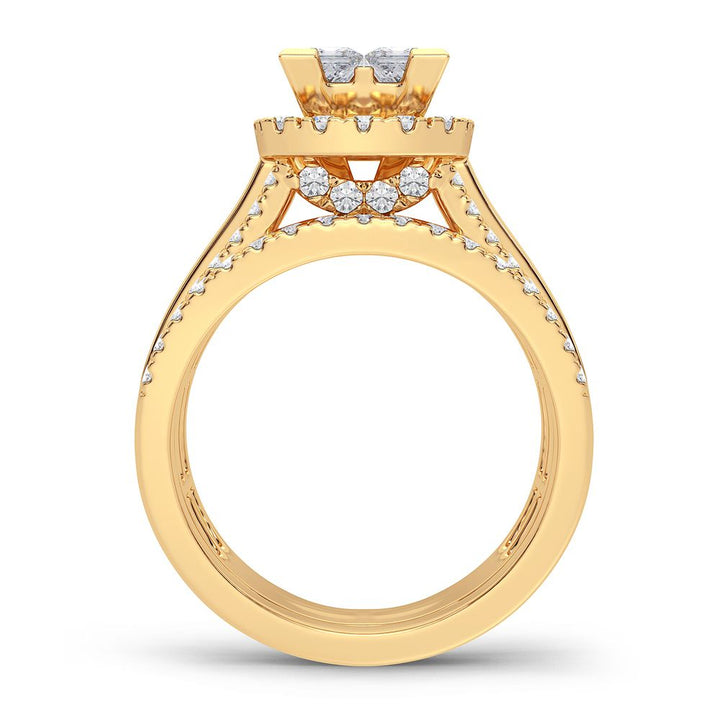 Brilliant 14K Yellow Gold 2CT Lab Diamond Bridal Ring