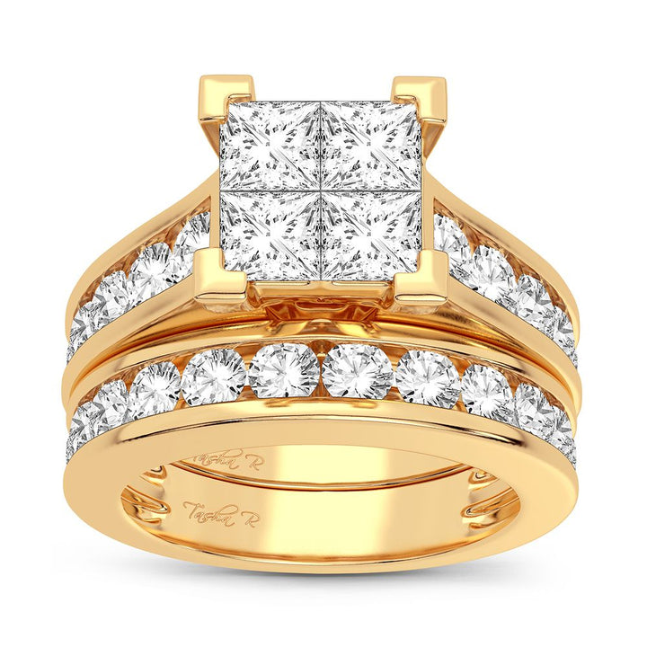 Luminous 14K Yellow Gold 3.02CT Lab Diamond Bridal Ring