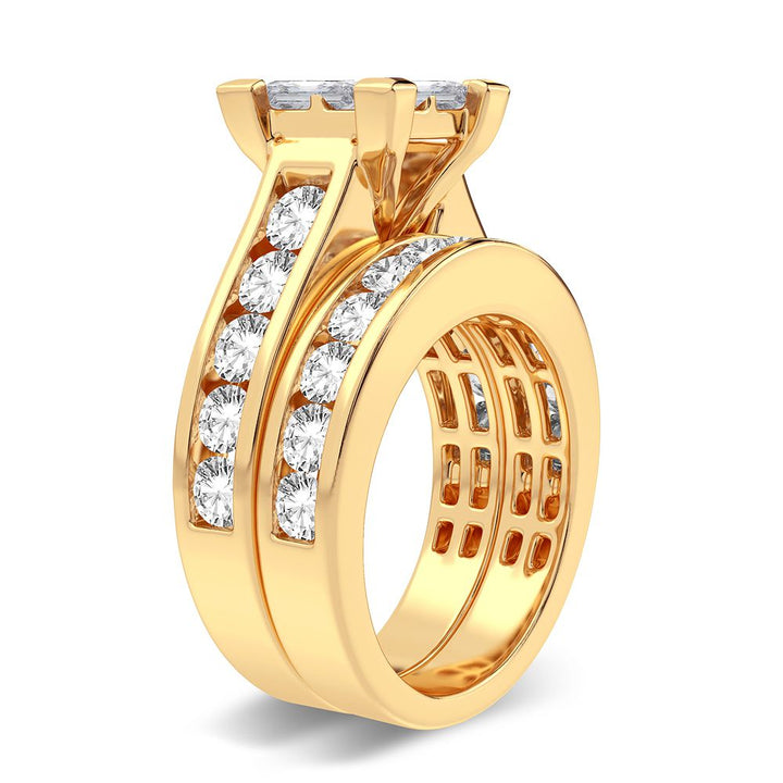 Luminous 14K Yellow Gold 3.02CT Lab Diamond Bridal Ring