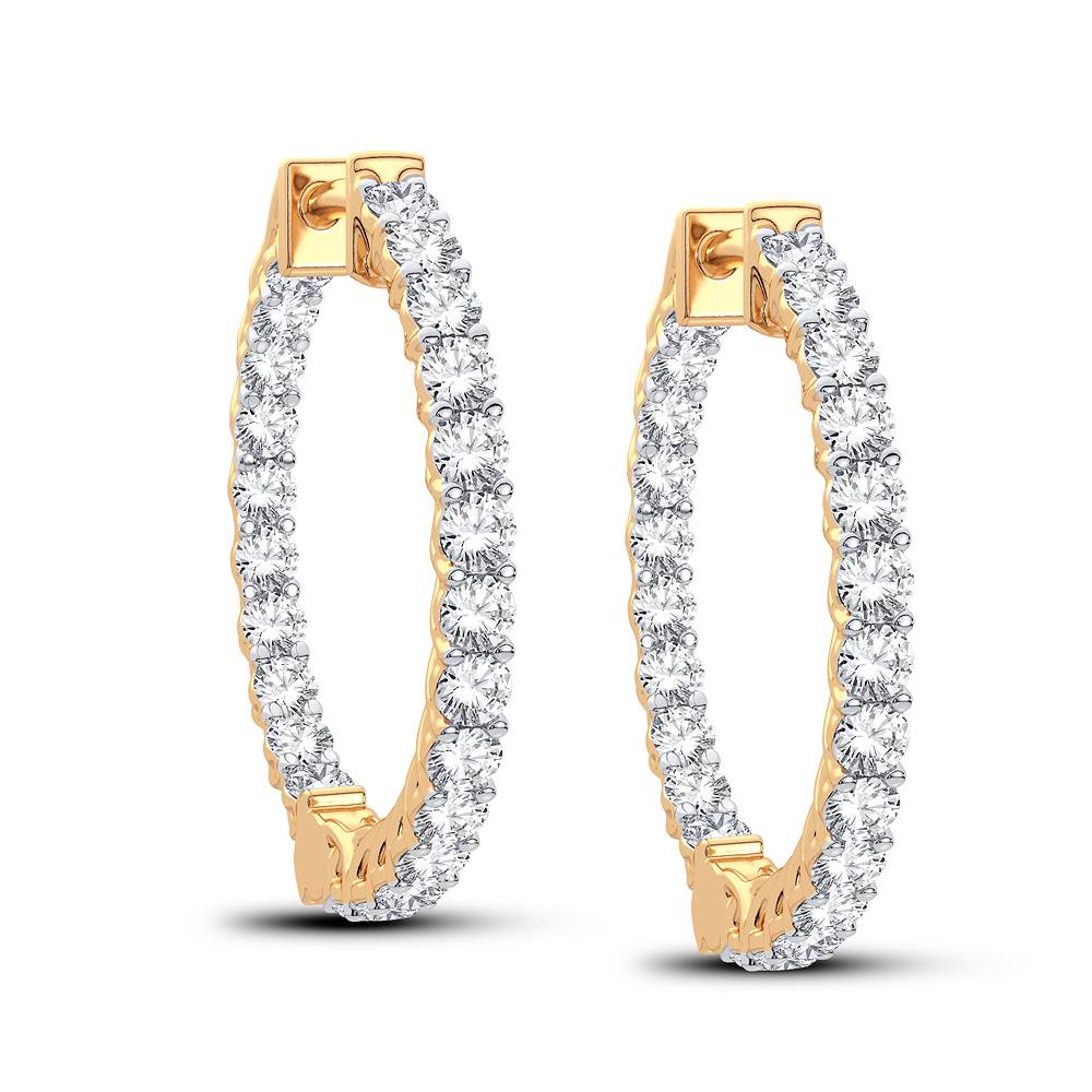 14K Yellow Gold Lab Diamond Hoop Earrings - Timeless Sparkle