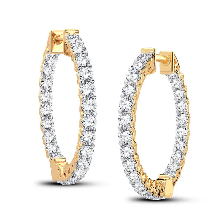 14K Yellow Gold Lab Diamond Hoop Earrings - Timeless Sparkle