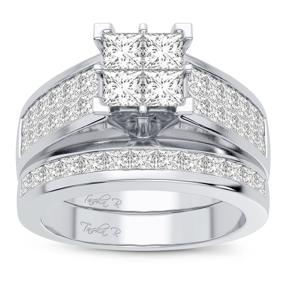 Brilliant 14k White Gold Lab Diamond Bridal Ring