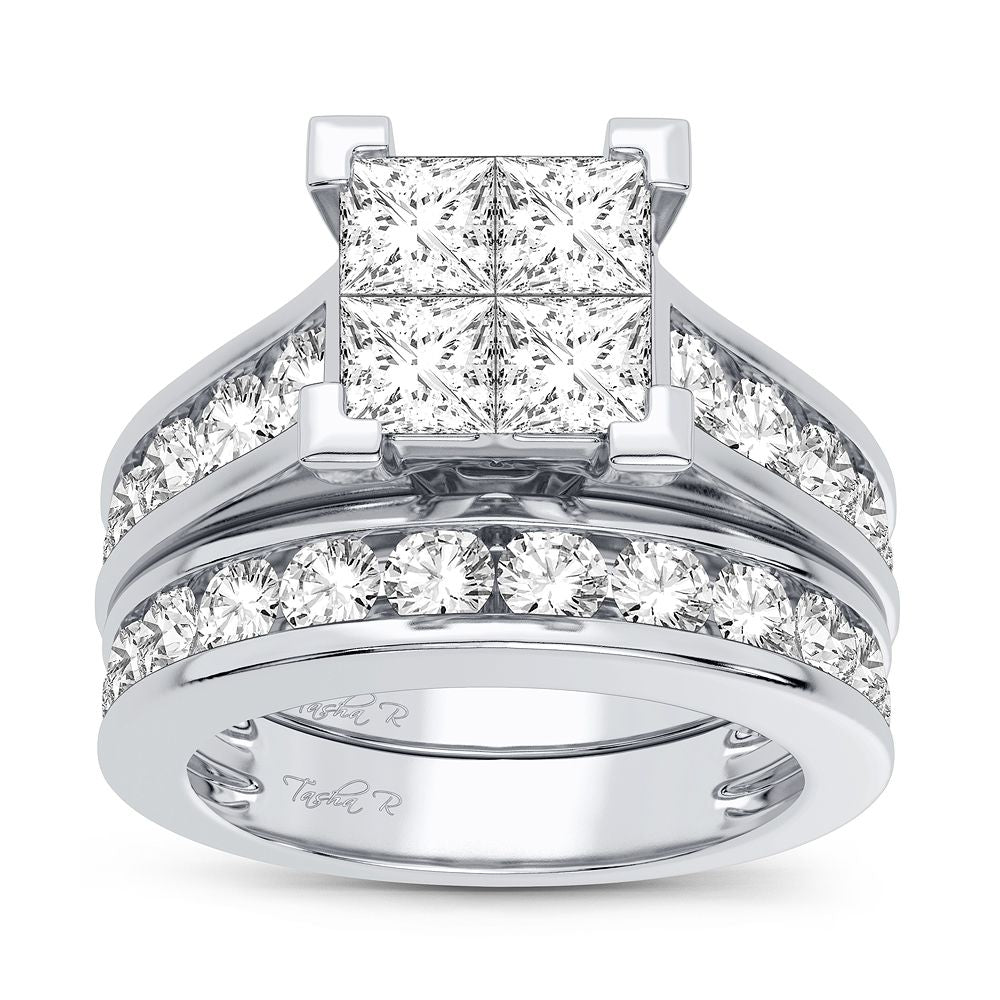 14k White Gold 3.02CT Lab Diamond Bridal Ring