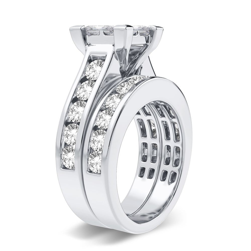 14k White Gold 3.02CT Lab Diamond Bridal Ring